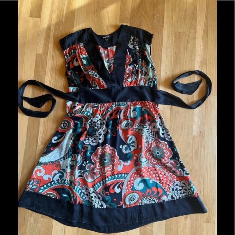 Bebe Silk V Neck Dress